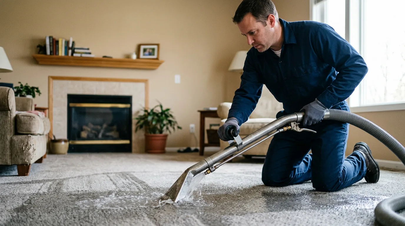Water damage restoration technician working near North Branch, MI